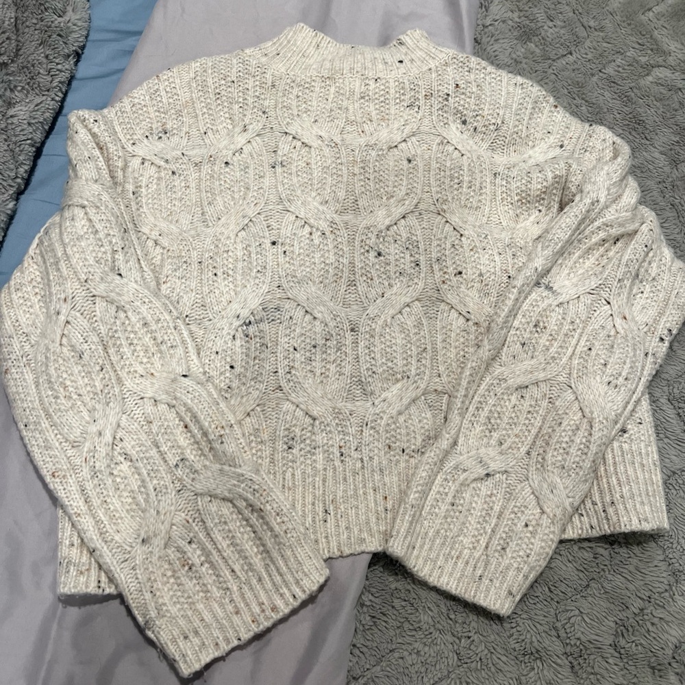 a.n.a Speckled Cable Knit Sweater - Cream